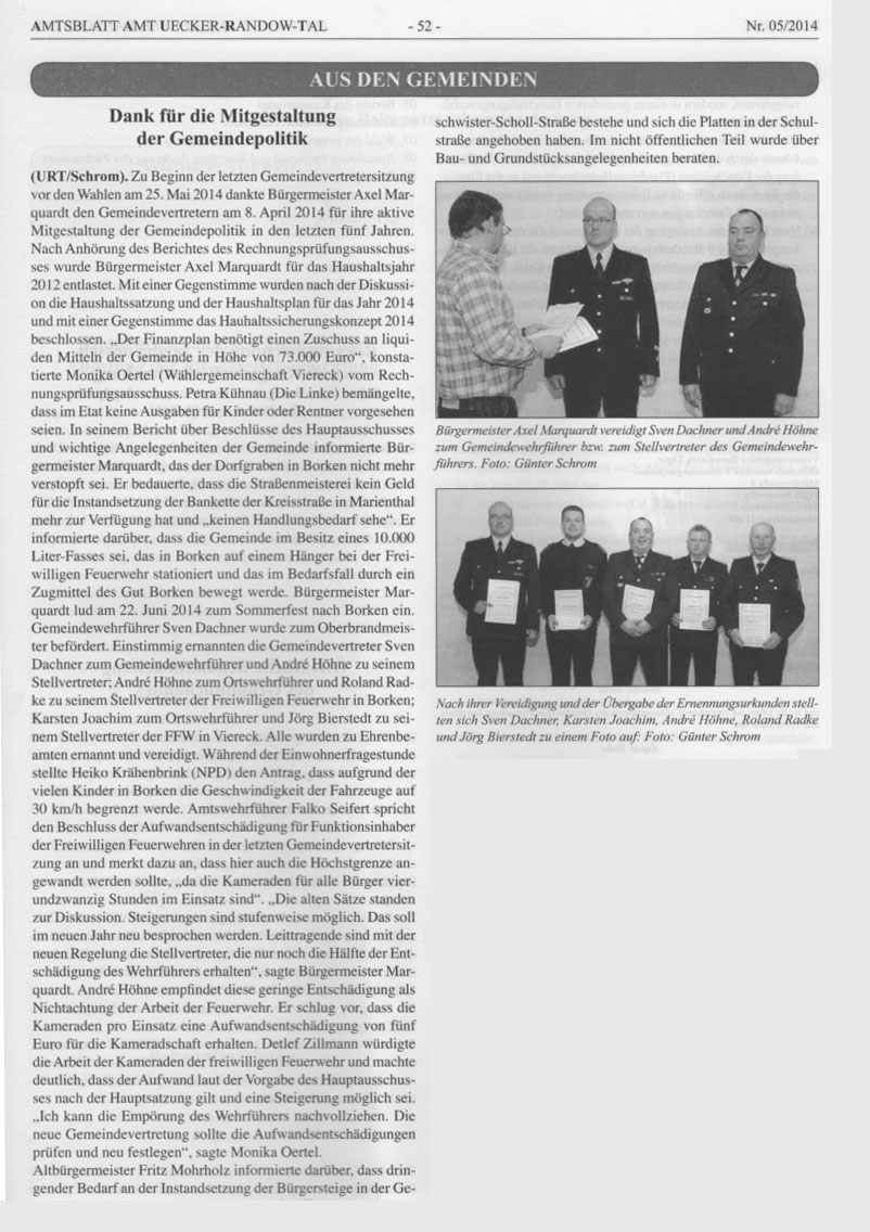 Mehr über den Artikel erfahren Dank für die Mitgestaltung der Gemeindepolitik